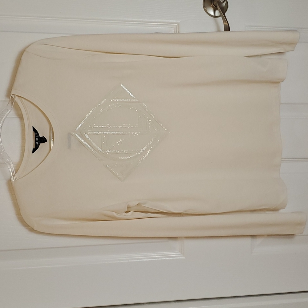 Ralph Lauren ♥️NWT♥️ Size L Winter Cream Long Sleeve T-shirt material top!♥️♥️♥️